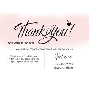 Handmade Thank You Card For You Business Set Of 50